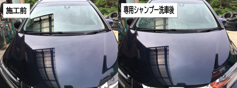 施工前とシャンプー洗車後